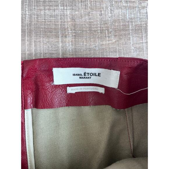 Isabel Marant Etoile Red Faux Leather Skirt Size 40/US8 - Picture 3 of 5